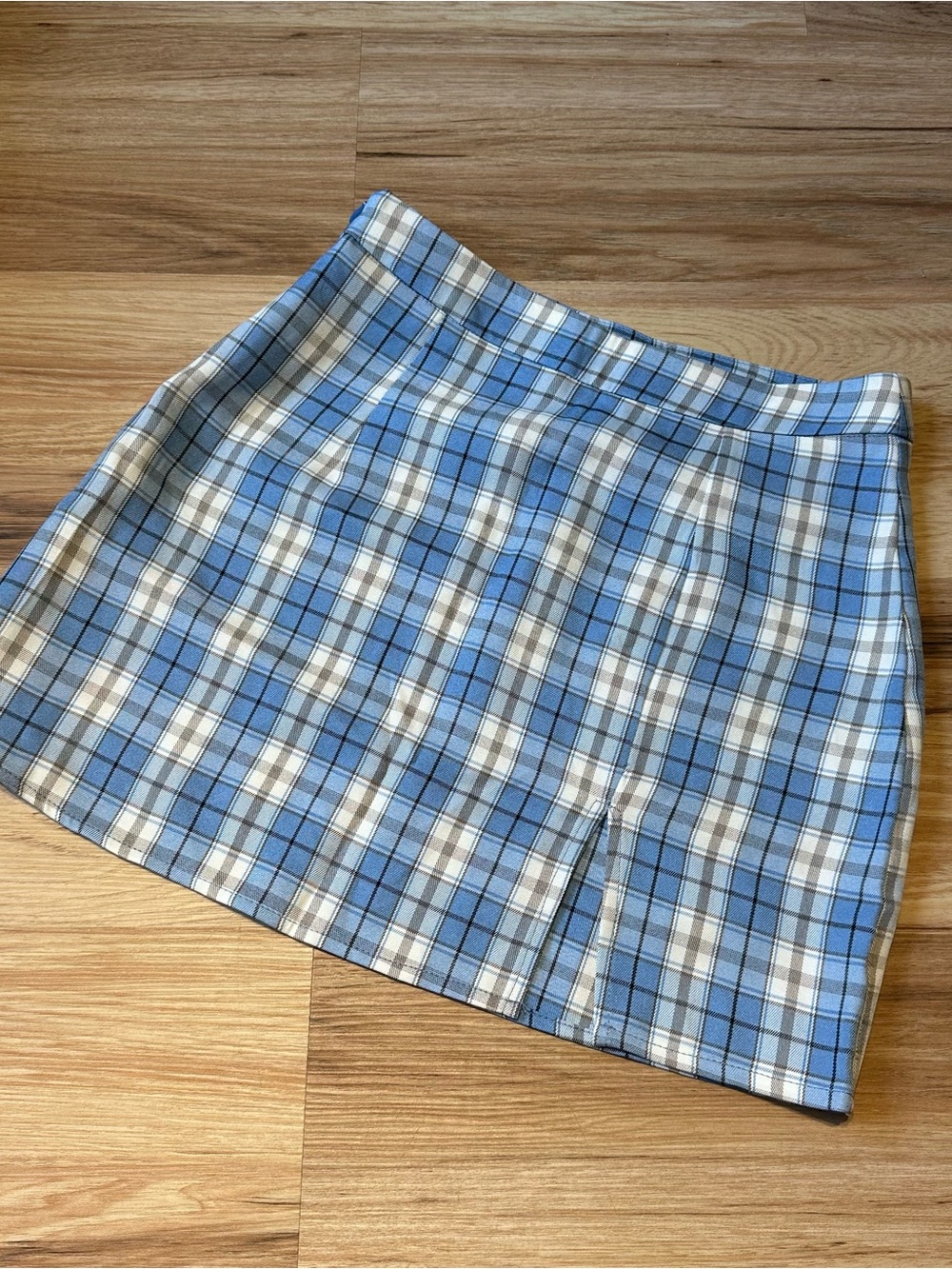 SHEIN Blue and White Plaid Mini Skirt